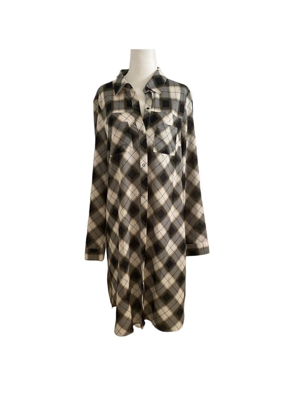 NWOT PrAna plaid button down long shirt or dress